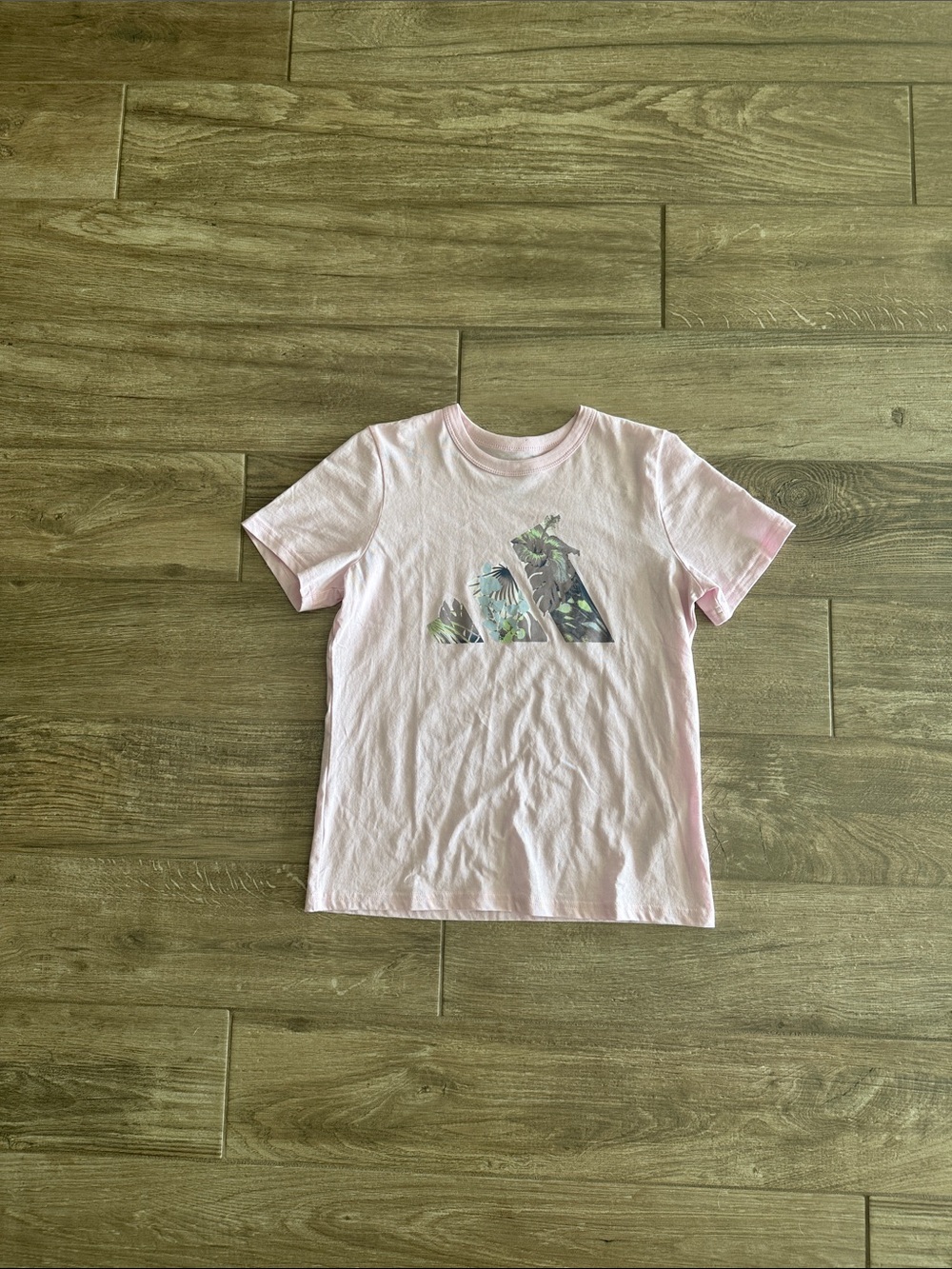 adidas Light Pink Girls' Trefoil Tee with Floral Print